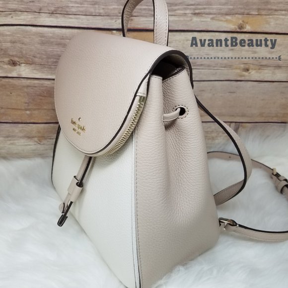 Kate Spade Medium Flap Backpack Warm Beige White main image 15